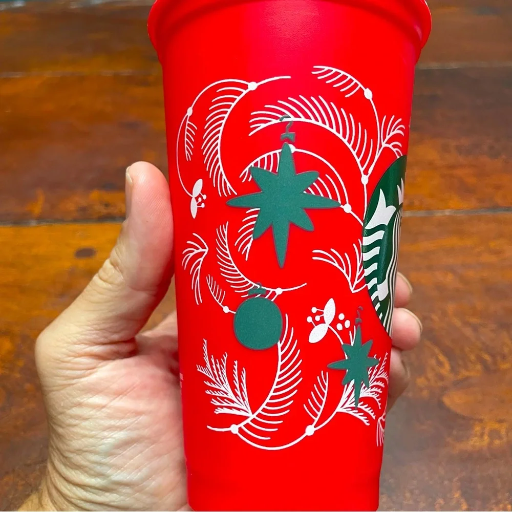 Starbucks Holiday/Christmas Red Plastic 16oz Travel Tumblers w/ Lid x3